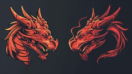 the red dragon head illustration AI generated