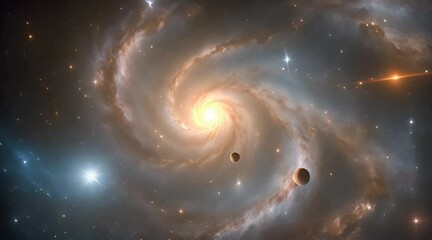 Wall Mural - Nebula Clouds Colourful Travel and Star Loop. 3D rendering. This Clip is a cloud colourful with star glow and camera fly to deep galaxy in a seamless loop.