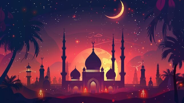 Vector eid al adha mubarak islamic festival social media banner templat AI generated