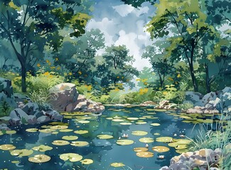 Wall Mural - A pond in a Japanese garden