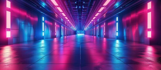 Wall Mural - Neon-lit Futuristic Corridor