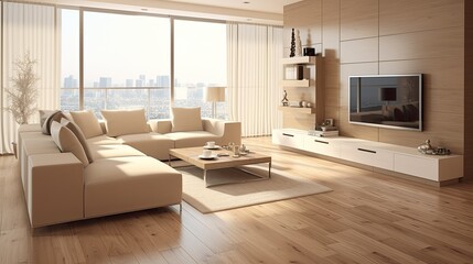 Wall Mural - Immaculate living room with polished floors