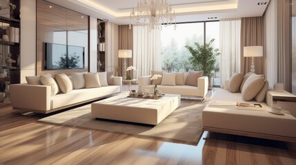 Wall Mural - Immaculate living room with polished floors