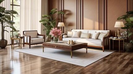 Wall Mural - Immaculate living room with polished floors