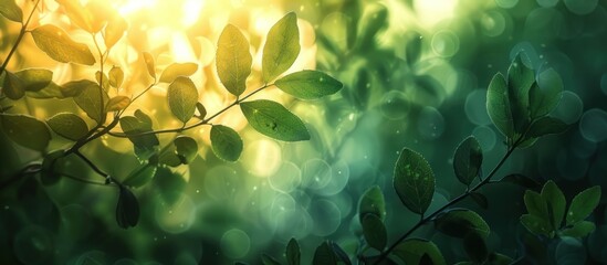 Wall Mural - Sunlight Through Green Leaves