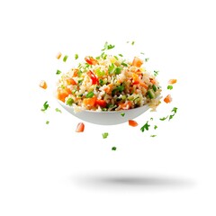 Wall Mural - Rice with vegetables on a white background