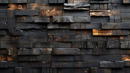 Wall Mural - Dark Reclaimed Wood Wall Panels Background Texture