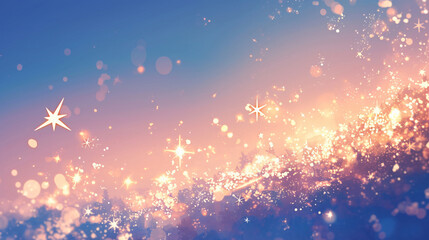 Poster - Abstract background with stars and bokeh lights with copy space text for website, banner, social media, and mobile app.
