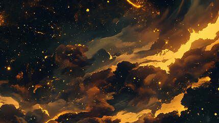 Poster - Abstract background with clouds and stars with copy space text for website, banner, social media, and mobile app.