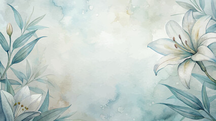 Minimalist lily flower watercolor background