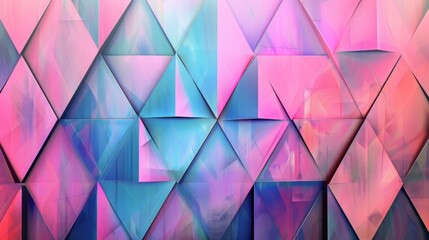 Geometric abstract art with pink and blue hues, low poly texture. Modern design and vibrant color concept