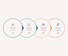 Poster - Thin line minimal Infographic design template with icons and 4 options or steps