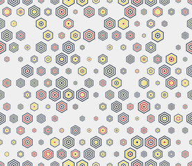 Poster - vector background. multicolored geometric elements of varied size. simple stacked hexagons pattern. 