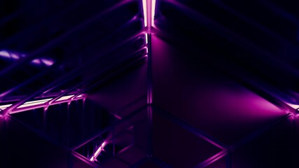 Poster - Flying in a spaceship tunnel, a sci-fi shuttle corridor. Design. Futuristic abstract technology.