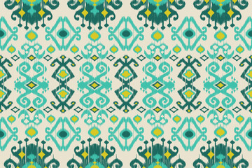 Ikat floral paisley embroidery seamless pattern on background. Ikat ethnic oriental pattern traditional. Aztec style abstract vector illustration. design for ikat fashion texture,fabric,clothing,wrap