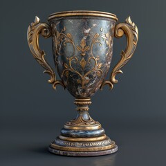 Poster - Golden trophy winner cup on dark background