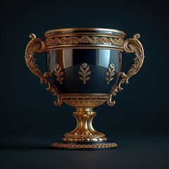 Poster - Golden trophy winner cup on dark background