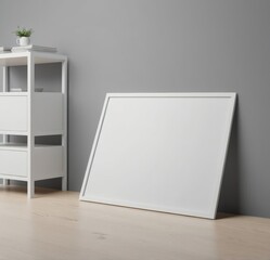 Mock up frame in Scandinavian minimalist interior white room sun