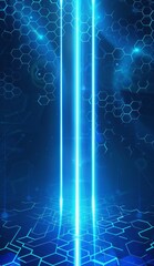 Wall Mural - Abstract futuristic blue hexagonal pattern with glowing light effect on a digital background