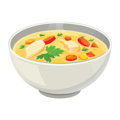 vector chicken soup in a bowl vector