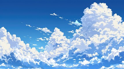 Wall Mural - White clouds against a stunningly clear deep blue sky on a sunny day
