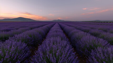 Wall Mural - Stunning lavender field at sunset