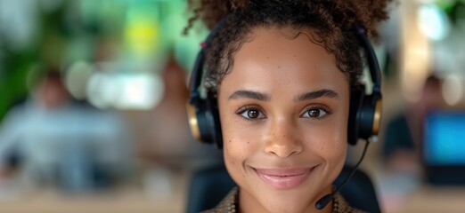 young woman with curly hair wearing headphones