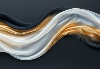 Sticker - abstract fluid gold and silver waves