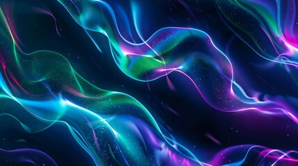 Poster - neon light waves in vibrant colors. fluid appearance with a slight glow effect.