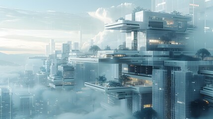 Poster - Futuristic Wire Frame Architectural Structure in Sleek Monochrome Design