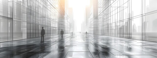 Poster - Futuristic Architectural Wire Frame Building in Graphic 3D