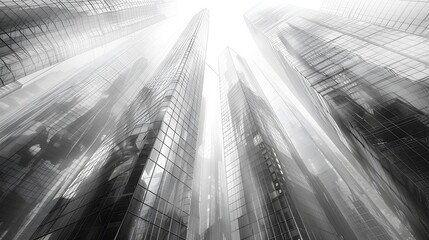 Poster - Futuristic Architectural Wireframe Building in Minimalist 3D