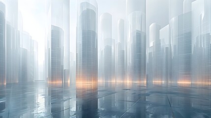 Poster - futuristic architectural building in wire frame style generative 3d render for graphic art