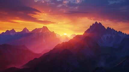 Wall Mural - sunset in the mountains