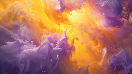 Wall Mural - An energetic and colorful swirl of vapor and mist in tones of yellow and purple