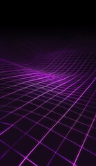 Poster - Purple grid pattern on a black background with a futuristic and digital aesthetic
