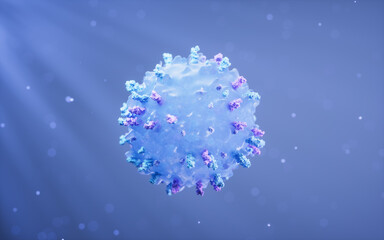 Sticker - Lymphocytes and biological immune system, 3d rendering.