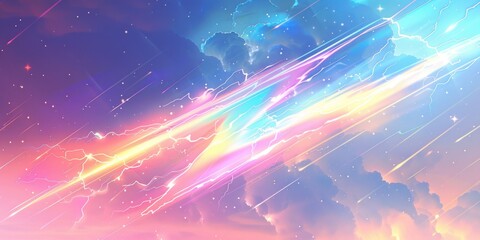 Poster - Dreamy Sky with Shooting Stars and Lightning