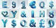 © vector_master - Blue transparent glass 3D Lettering Typeface. AI generated illustration