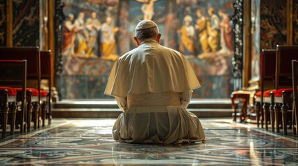 Canvas Print - religious leader pope in chapel praying