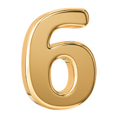 Gold 3D Number 6