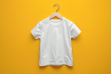 Wall Mural - White T-Shirt on a Yellow Background