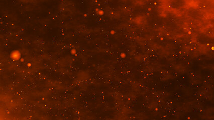 Poster - Abstract bokeh particles float slowly in the air on a dark background. Futuristic dot wave. Background of particle movement in dark clouds. Clouds in the sky. 3D rendering