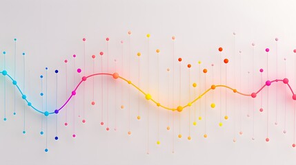 Poster - abstract colorful data chart with gradient lines and dots, representing digital analytics and techno