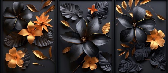 Wall Mural - Black and Gold Floral Arrangement