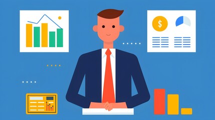 Poster - businessman with charts and graphs