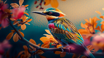 Wall Mural - The most beautiful and colourful Birds, AI Generative.