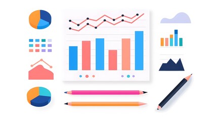 Poster - colorful business charts and graphs showcasing data analysis. perfect for business presentations, re