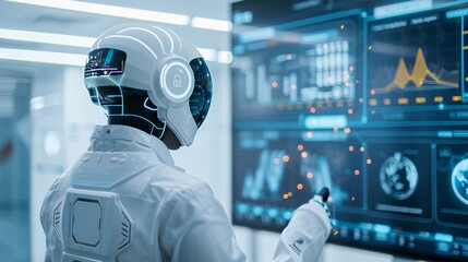 Poster - an ai assistant displayed on a sleek digital screen reviews various bankruptcy options while offerin