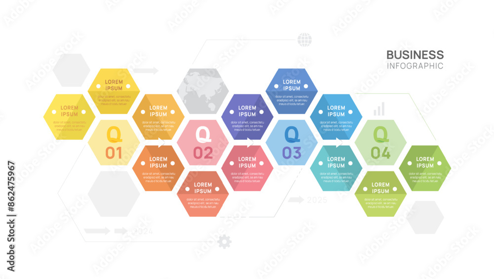 Infographic hexagon diagram 12 steps template for business ...